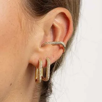 Elegant Square Hoop Earrings - Gold Plated Sterling Silver