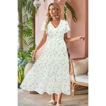 VOTEPRETTY Floral Maxi Dress for Summer Weddings & Beach
