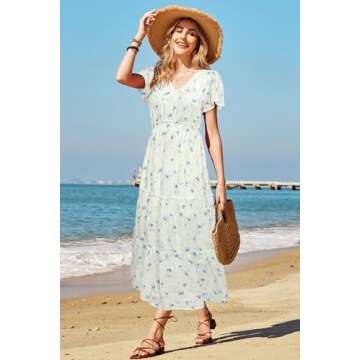 VOTEPRETTY Floral Maxi Dress for Summer Weddings & Beach