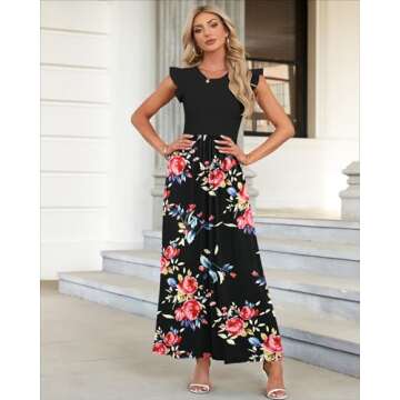 MISFAY Ruffle Sleeve Maxi Dress with Pockets for Women