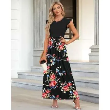 MISFAY Ruffle Sleeve Maxi Dress with Pockets for Women