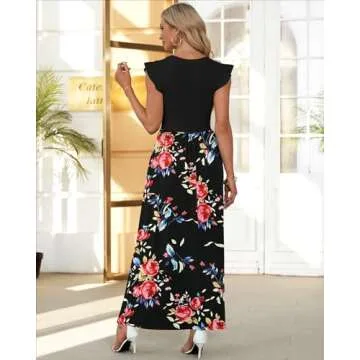 MISFAY Ruffle Sleeve Maxi Dress with Pockets for Women