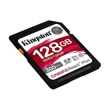 Kingston Canvas React Plus 128GB SD Card | SDXC UHS-II | 300R/260W U3 V90 | Full HD/4K/8K | SDR2/128GB