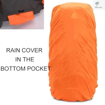 Bseash 60L Hiking Camping Backpack with Rain Cover, Waterproof Large Capacity Outdoor Sport Travel Daypack Climbing Touring (Purple)