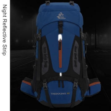 Bseash 60L Hiking Camping Backpack with Rain Cover, Waterproof Large Capacity Outdoor Sport Travel Daypack Climbing Touring (Purple)