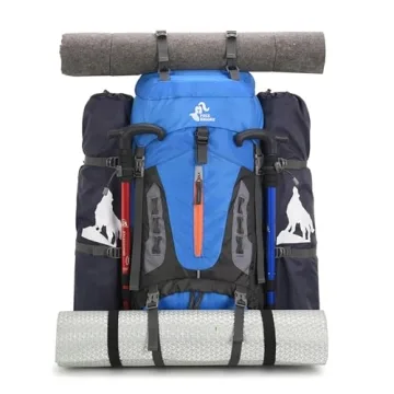 Bseash 60L Hiking Camping Backpack with Rain Cover, Waterproof Large Capacity Outdoor Sport Travel Daypack Climbing Touring (Purple)