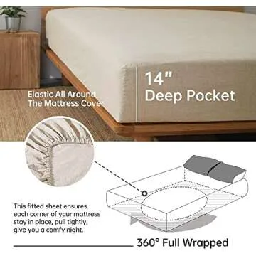 Simple&Opulence 100% Linen Sheet Set with Embroidery Washed - 4 Pieces (1 Flat Sheet & 1 Fitted Sheet & 2 Pillowcases) Natural Flax Soft Bedding Breathable Farmhouse - Linen, Queen Size