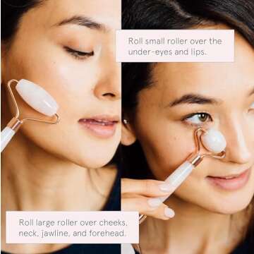 Rose Quartz Face Roller - Face Roller Skin Care - Facial Roller - Stone Roller For Face - Face Massa...