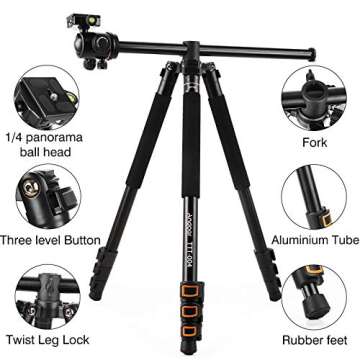 Andoer Lightweight 78.7" Camera Tripod with 360° Head