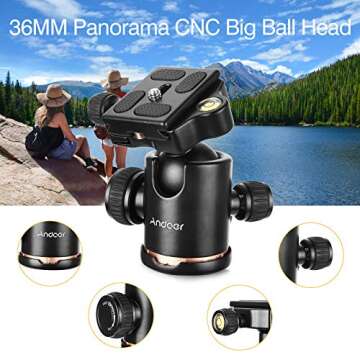 Andoer Lightweight 78.7" Camera Tripod with 360° Head