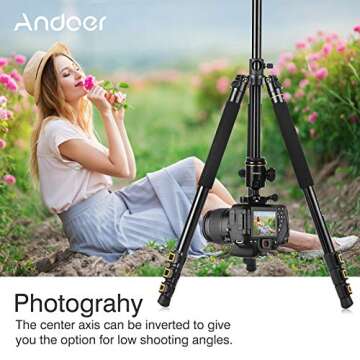 Andoer Lightweight 78.7" Camera Tripod with 360° Head