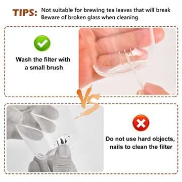 WHJY Glass Tea Cup with Infuser and Lid, 15 ounce Glass Tea Cups with Strainer, Loose Leaf Tea Cup Mug for One, Lead-free Borosilicate Glass Teacups, Heat Resistance, Microwave & Dishwasher Safe