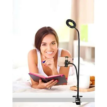 Smarlf Selfie Ring Light with Cell Phone Holder Stand for YouTube Video, 2-Light Mode, 360 Degree Rotating Flexible Arm