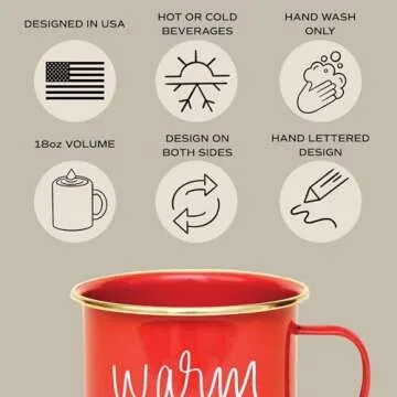 Sweet Water Decor "Warm & Cozy Christmas Coffee Mug | 18oz Galvanized Steel Festive Coffee Cup | Seasonal Christmas Mugs for Women, Coworkers, & Hot Chocolate