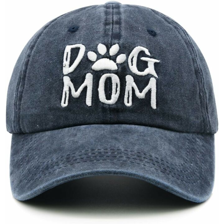 Embroidered Dog Mom Denim Baseball Cap for Women