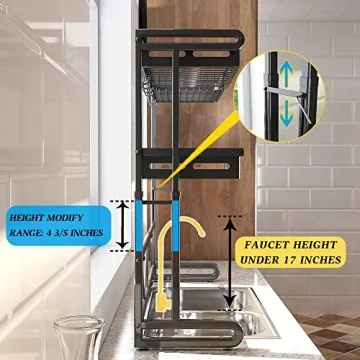 SAYZH Adjustable Over-Sink Dish Drying Rack Compact Kitchens