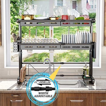SAYZH Adjustable Over-Sink Dish Drying Rack Compact Kitchens