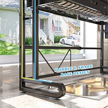 SAYZH Adjustable Over-Sink Dish Drying Rack Compact Kitchens