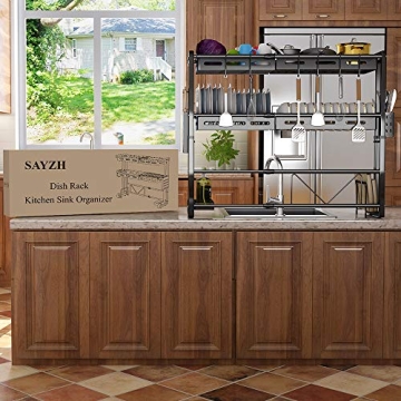 SAYZH Adjustable Over-Sink Dish Drying Rack Compact Kitchens