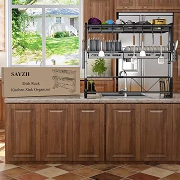SAYZH Adjustable Over-Sink Dish Drying Rack Compact Kitchens
