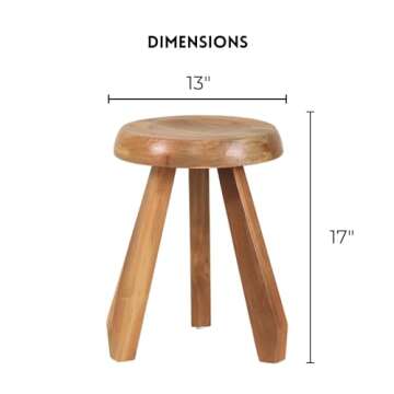 TREEHAUSE Meribel Milking Stool, Reclaimed Teak Wooden Stool. Versatile as Sitting Stool, Small Side...