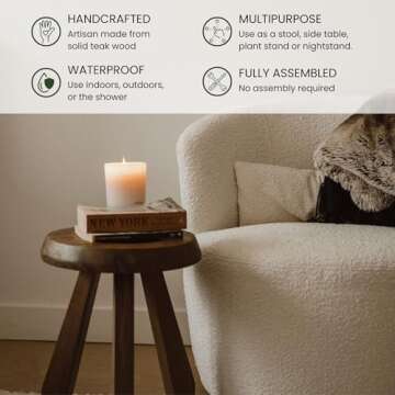 Versatile TREEHAUSE Meribel Teak Stool - Style & Sustainability