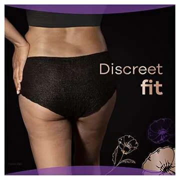 Always Discreet Boutique Low-Rise Postpartum Incontinence Underwear Size L Maximum Absorbency, Up to 100% Leak Protection, Black, 10 Count
