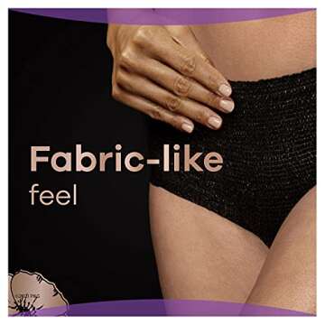 Always Discreet Boutique Low-Rise Postpartum Incontinence Underwear Size L Maximum Absorbency, Up to 100% Leak Protection, Black, 10 Count