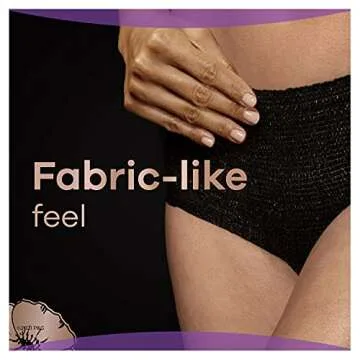 Always Discreet Boutique Low-Rise Postpartum Incontinence Underwear Size L Maximum Absorbency, Up to 100% Leak Protection, Black, 10 Count