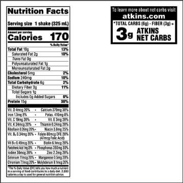 Atkins Pumpkin Spice Latte, 15g Protein, 3g Net Carbs, 1g Sugar, Low Glycemic, Keto Friendly, 12 Count