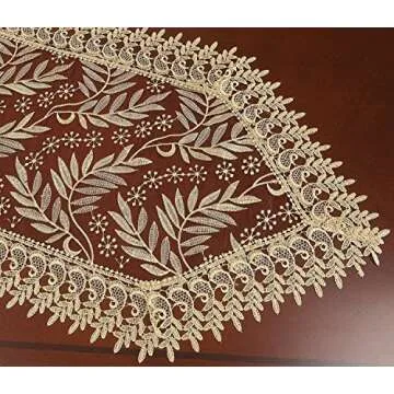 Simhomsen Small Burgundy Lace Doilies Table Runner Dresser Scarves 16 × 48 Inch