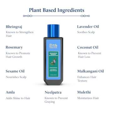 Blue Nectar Rosemary Oil with Bhringraj, Amla and 9 Herbs for Natural Hair Growth (6.76 Fl Oz)