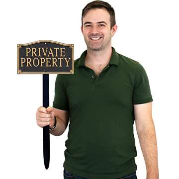 SmartSign “Private Property” GardenBoss Statement Plaque | 5.75" x 9.5" Aluminum Plaque with 18"...