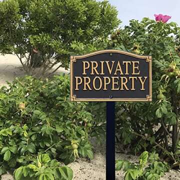 SmartSign “Private Property” GardenBoss Statement Plaque | 5.75" x 9.5" Aluminum Plaque with 18" Black Lawn Stake, Made in USA