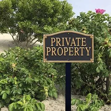 SmartSign “Private Property” GardenBoss Statement Plaque | 5.75" x 9.5" Aluminum Plaque with 18" Black Lawn Stake, Made in USA