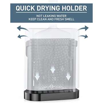 ESTHELLO Toilet Brush and Holder, Silicone Toilet Bowl Cleaner Brush Set for Bathroom Deep Cleaning, Compact Flexible Toilet Cleaner Brush with Ventilated Drying Holder, Wall Mounted/Floor Standing