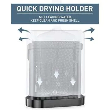 ESTHELLO Toilet Brush and Holder, Silicone Toilet Bowl Cleaner Brush Set for Bathroom Deep Cleaning, Compact Flexible Toilet Cleaner Brush with Ventilated Drying Holder, Wall Mounted/Floor Standing