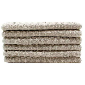 VeraSong Microfiber Kitchen Cleaning Cloth Thick Dish Rags Waffle Weave Washcloths Dish Cloths Ultra Absorbent Odor Free 12inch X 12inch 6 Pack Khaki