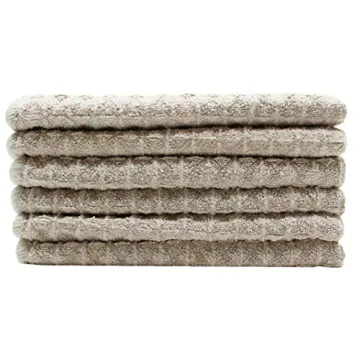 VeraSong Microfiber Kitchen Cleaning Cloth Thick Dish Rags Waffle Weave Washcloths Dish Cloths Ultra Absorbent Odor Free 12inch X 12inch 6 Pack Khaki