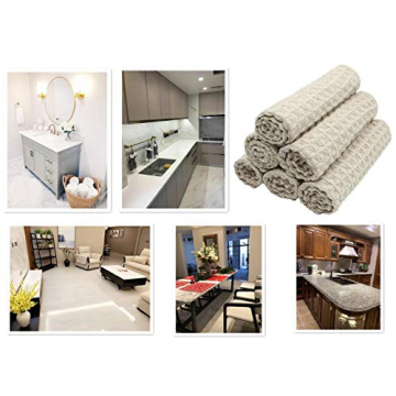 VeraSong Microfiber Kitchen Cleaning Cloth Thick Dish Rags Waffle Weave Washcloths Dish Cloths Ultra Absorbent Odor Free 12inch X 12inch 6 Pack Khaki