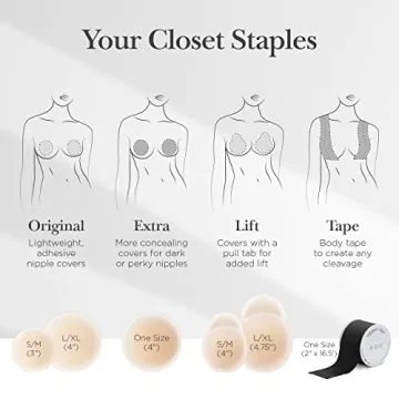 Nippies Nipple Covers for Women - Added Lift Adhesive Silicone Nipple Pasties - Reusable Sticky Breast Covers - Caramel, Small