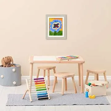 Americanflat 10x12.5 Kids Art Frame - Front Loading Picture Frame Holds 100 Artworks - Use as 8.5x11 Frame with Mat or 10x12.5 Frame Without Mat - My Mini Masterpiece - Lightwood