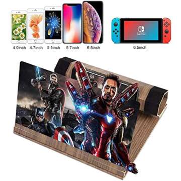 12’’ Screen Magnifier for Smartphone – Mobile Phone 3D Magnifier Projector Screen for Movies, Videos, and Gaming – Foldable Phone Stand with Screen Amplifier – Compatible with All Smartphones M2