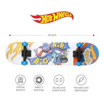 Hot Wheels 31-inch Maple Skateboard for All Skill Levels