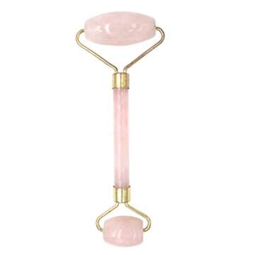 Domika Anti-Aging Rose Quartz & Jade Facial Roller Massager | Healing, Slimming, and Wrinkle Treatme...