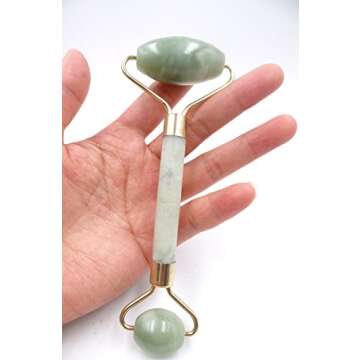 Domika Anti-Aging Rose Quartz & Jade Roller for Face Neck Eyes