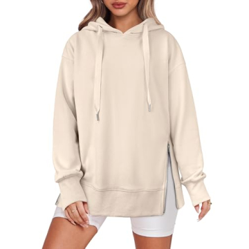 ANRABESS Women Oversized Hoodies Side Zipper Fleece Long Sweatshirts Lightweight Tunic Pullover 2024...
