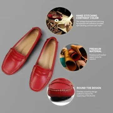 Artisure Women's Handmade Leather Driving Loafers