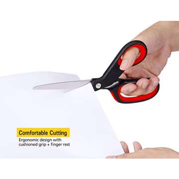 Stanley 8 Inch All-Purpose Ergonomic Scissor (SCI8EST-RED), Red/Black