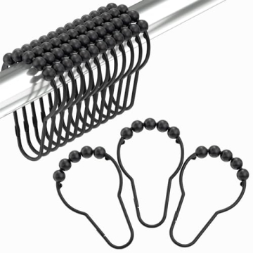 Stylish Black Shower Curtain Hooks - Amazer Set of 12